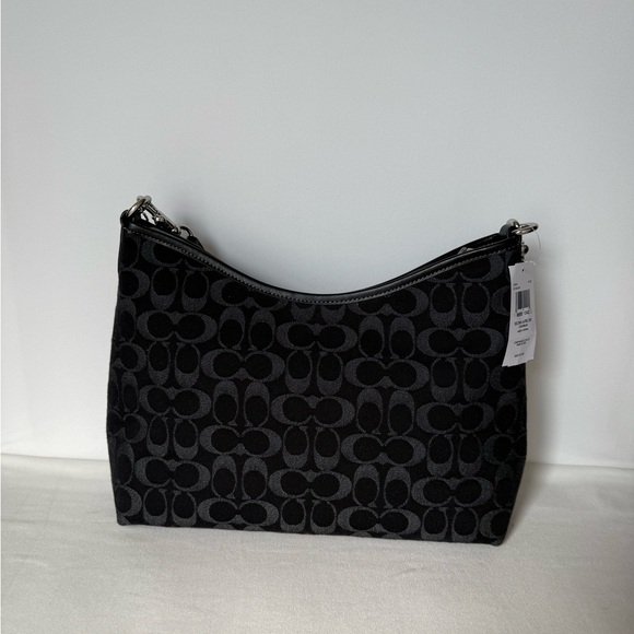 NWT Coach Laurel Shoulder Bag Signature Black/Silver Denim CDE44 price is firm - Picture 6 of 12